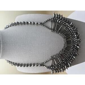 Silver Tone Beaded Necklace   A86